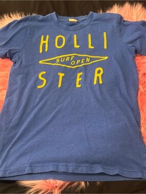 Hollister Blue Tee with Yellow Surf Logo